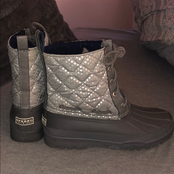sperry duck boots silver